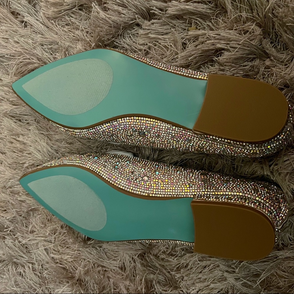 Betsey Johnson Nude Satin Sparkle Flat w/ small heel - Picture 5 of 6